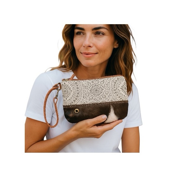 Myra Floral Print Hairon Wristlet Bag - Picture 13 of 13